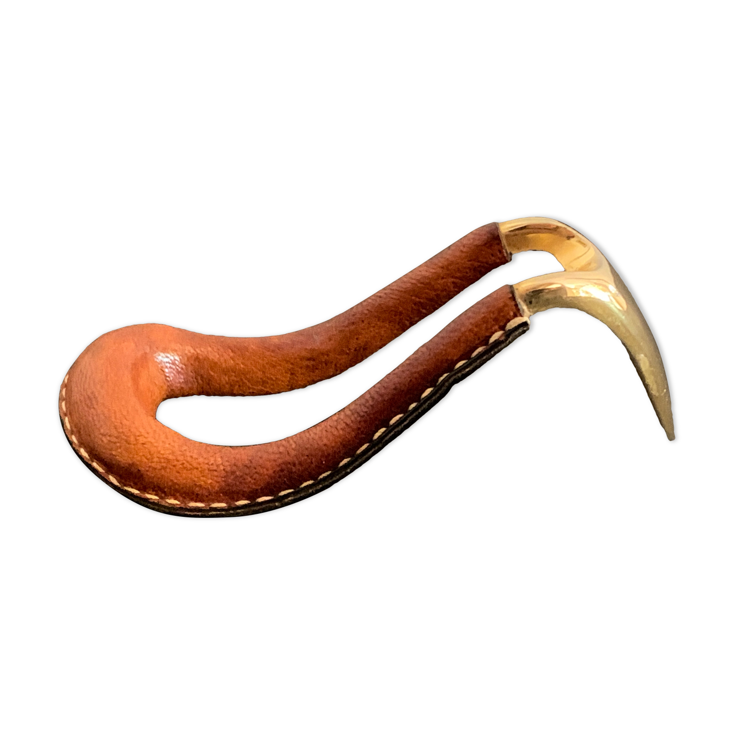 Carl Auböck pipe rack in leather and bronze, 1963