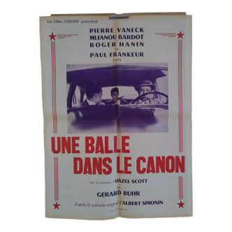 Affiche de cinéma pliée originale année 1958 Une balle dans le canon