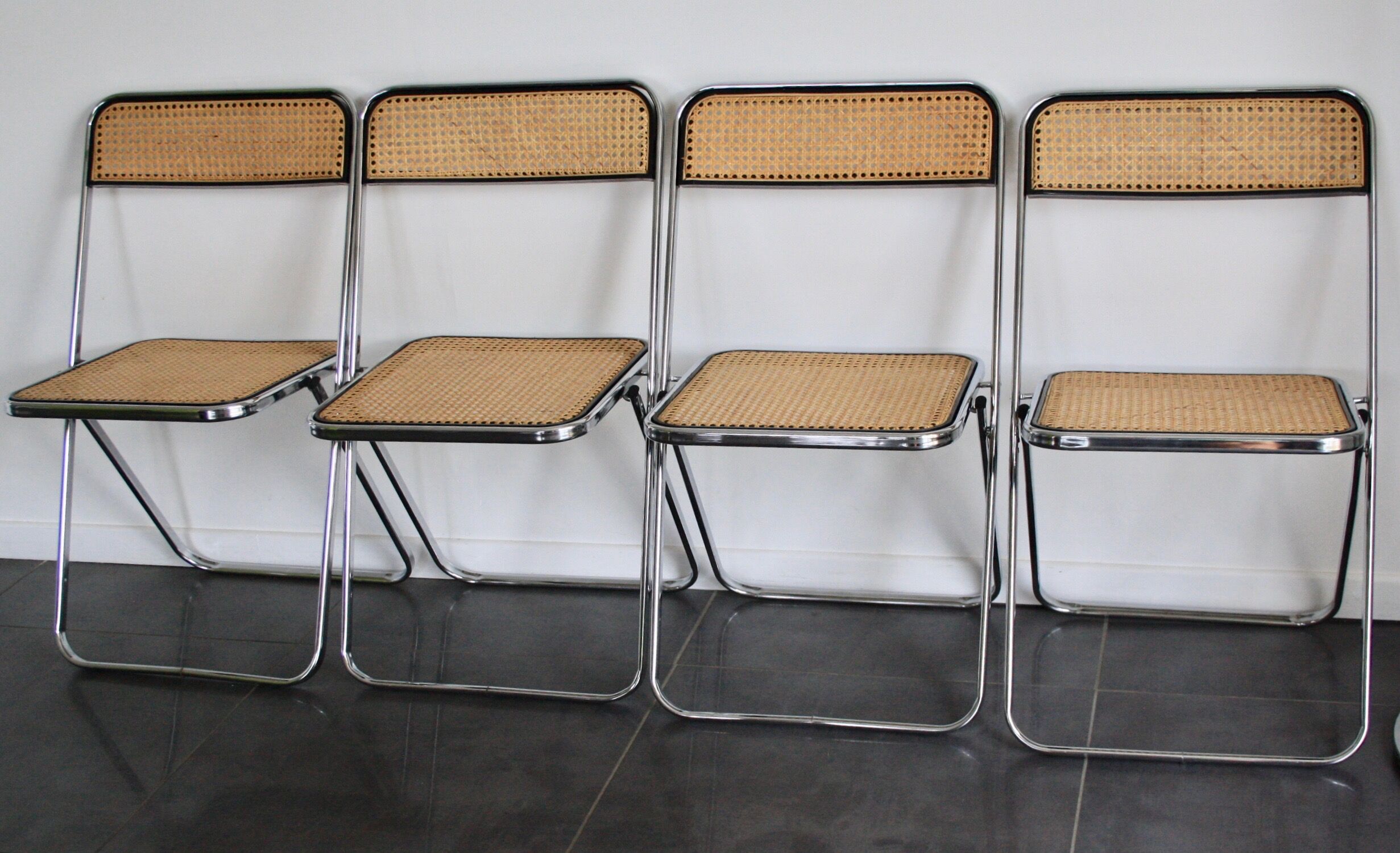Set of 4 folding cane chairs