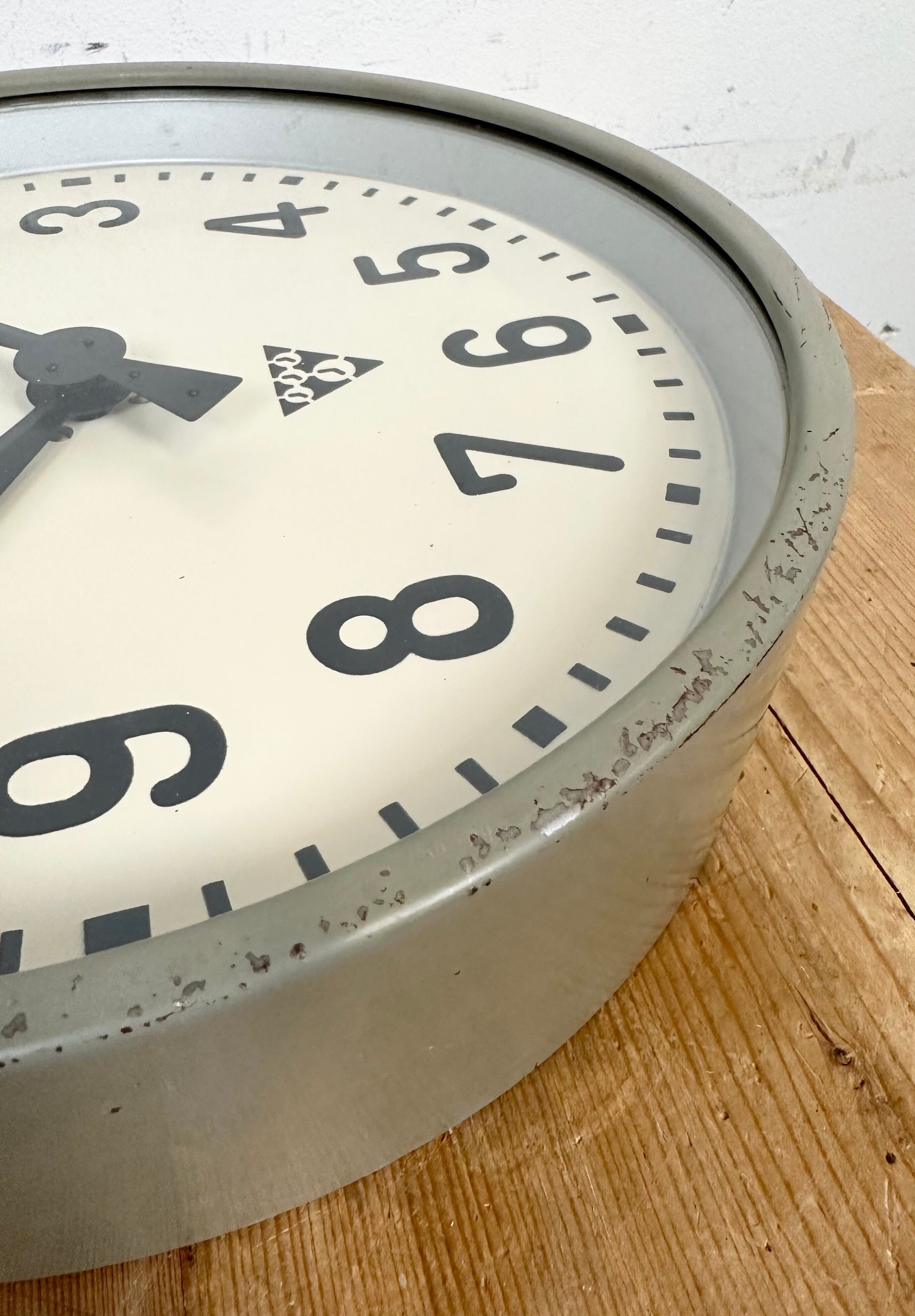 Industrial factory wall clock from Pragotron 1950s