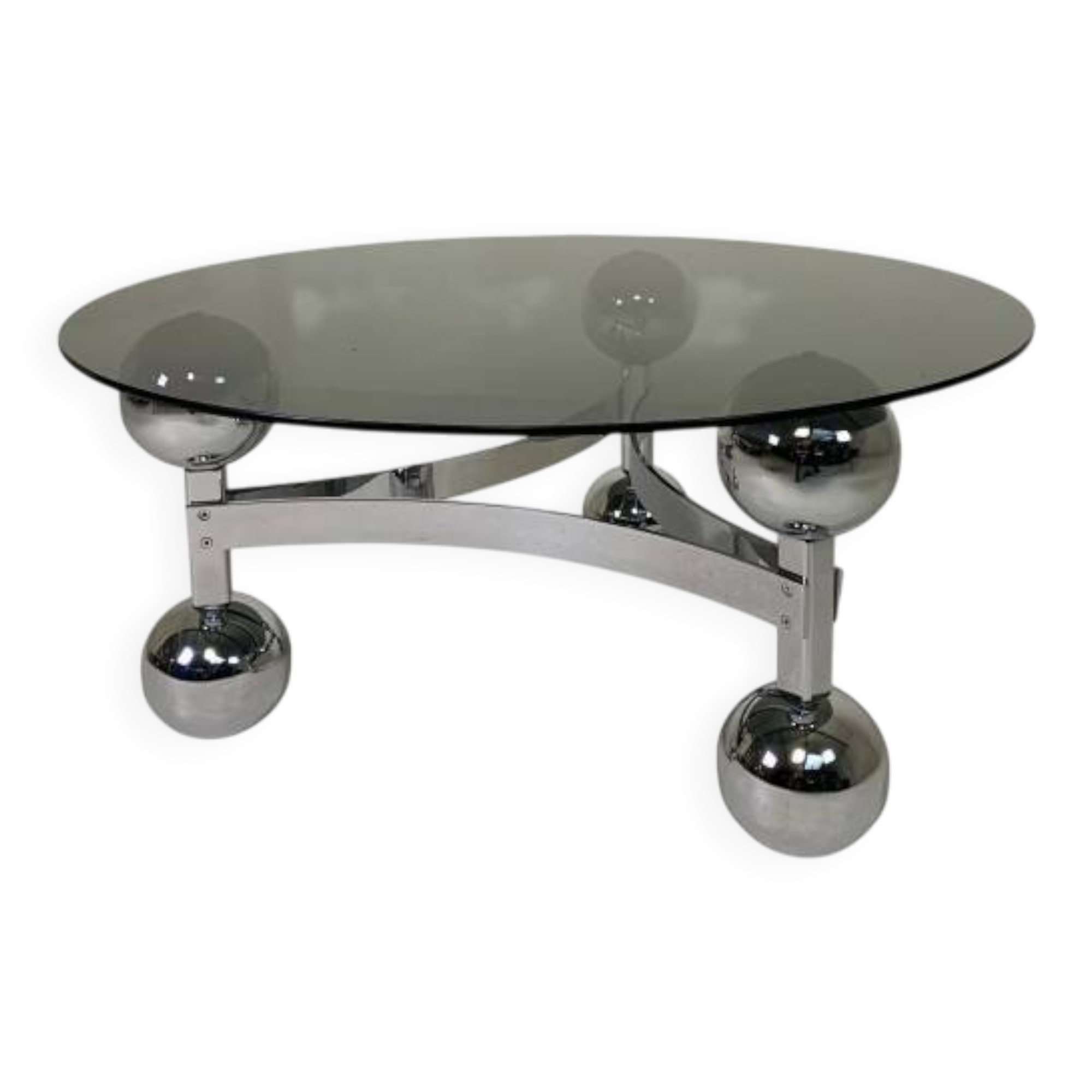 Space Age Sputnik coffee table, with a 1970s chrome base