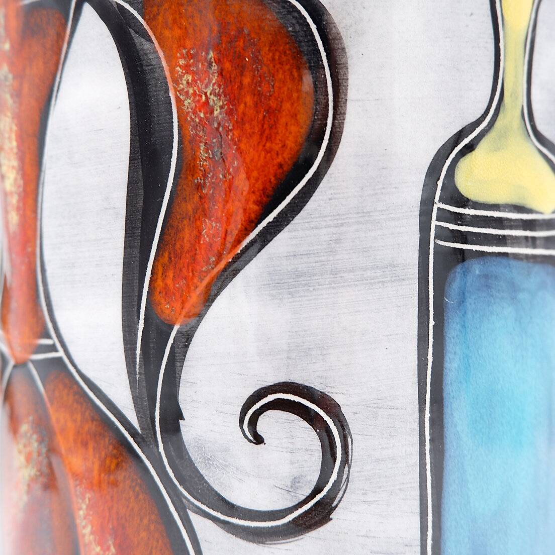 Italian round vase with bottle and floral motifs - 1950s/1960s