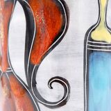 Italian round vase with bottle and floral motifs - 1950s/1960s