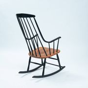 Fauteuil à bascule danois Lena Larsson Grandessa du milieu du siècle, années 1950