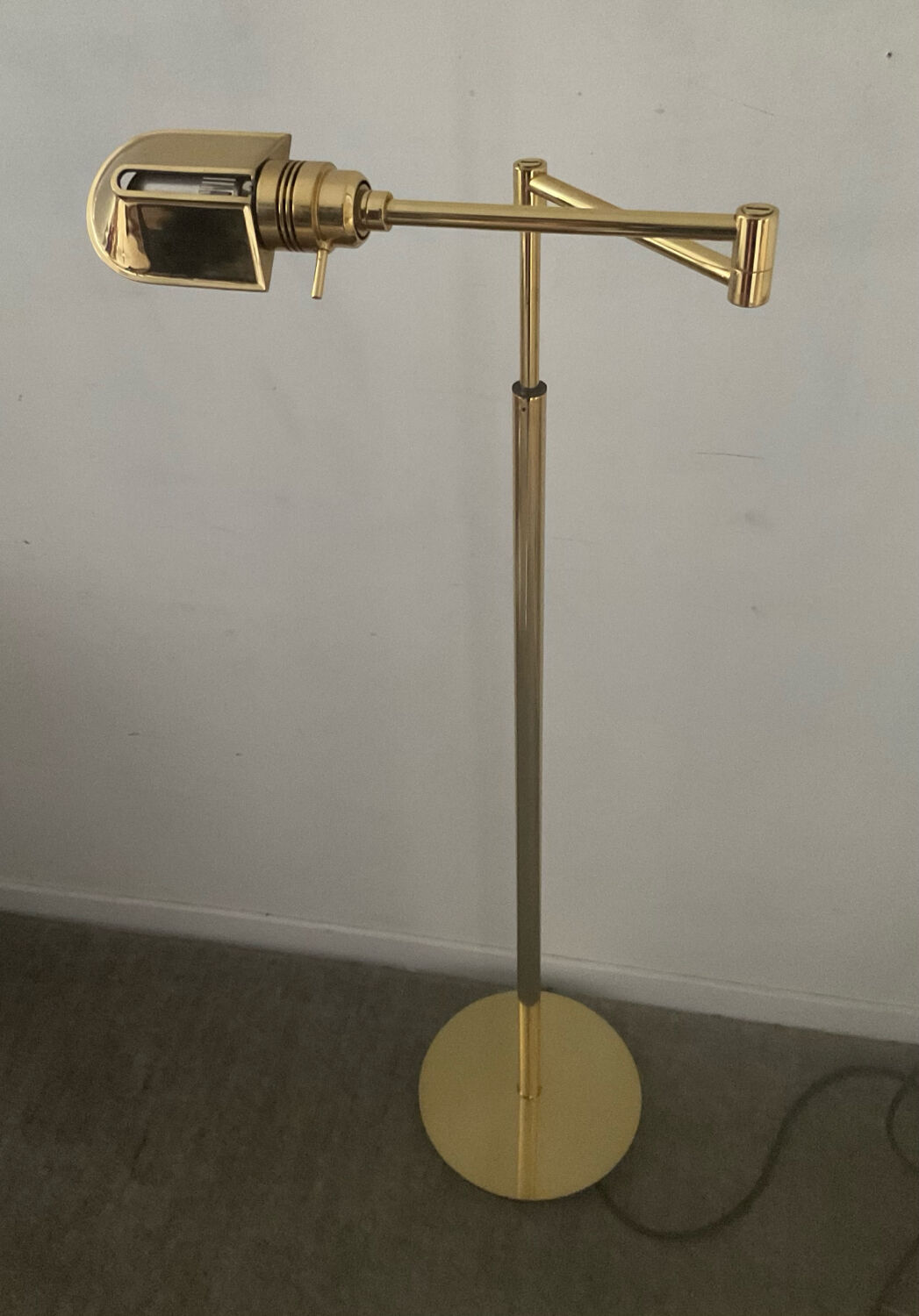 Brass reading floor lamp from the 1970s