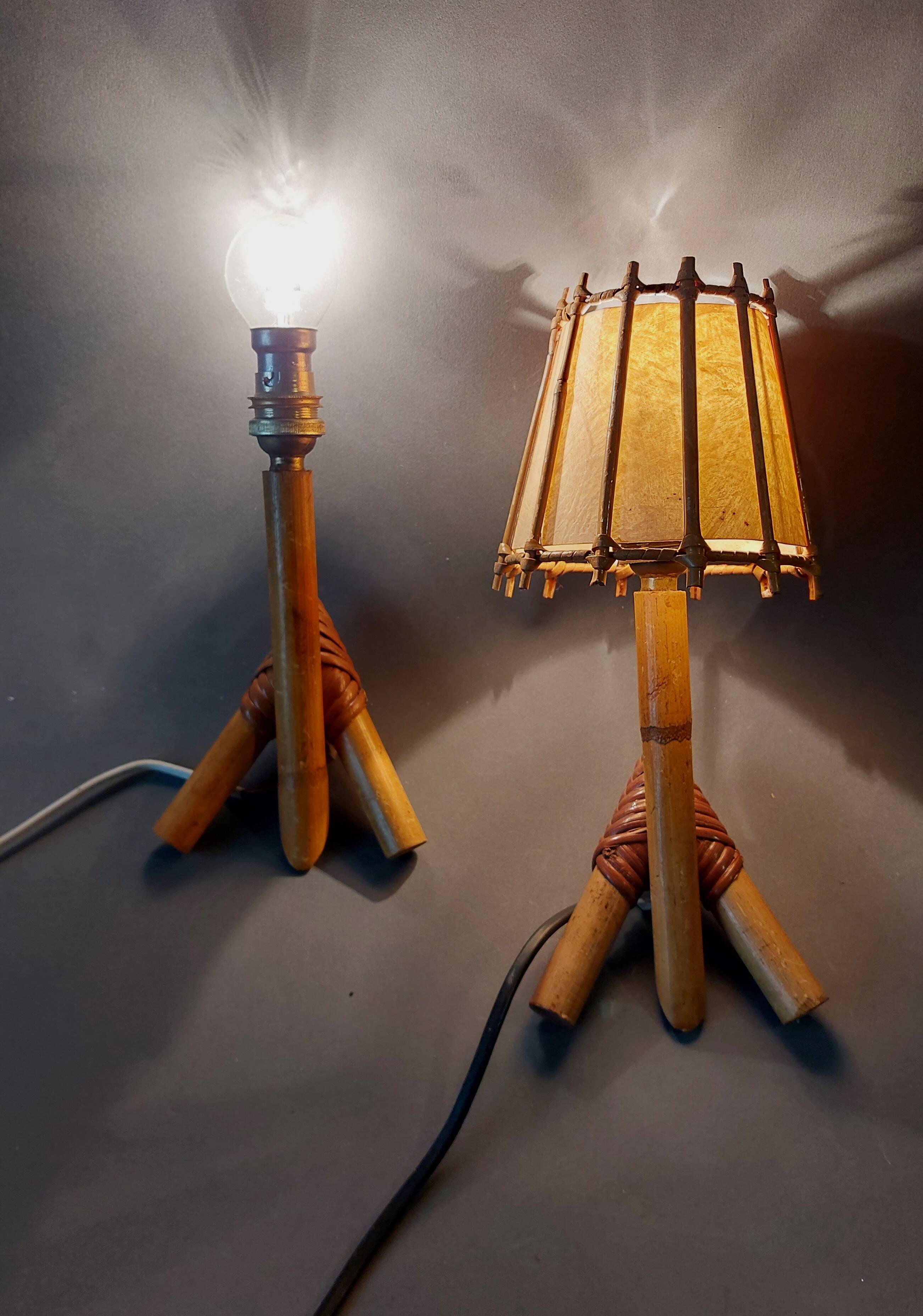 Pair of bamboo and rattan wall lights 1960/1970.