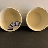 Pair of ceramic cups including a mustache cup for gentleman