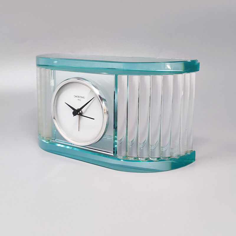 Table Clock by Omodomo in Crystal. Made in Italy1970