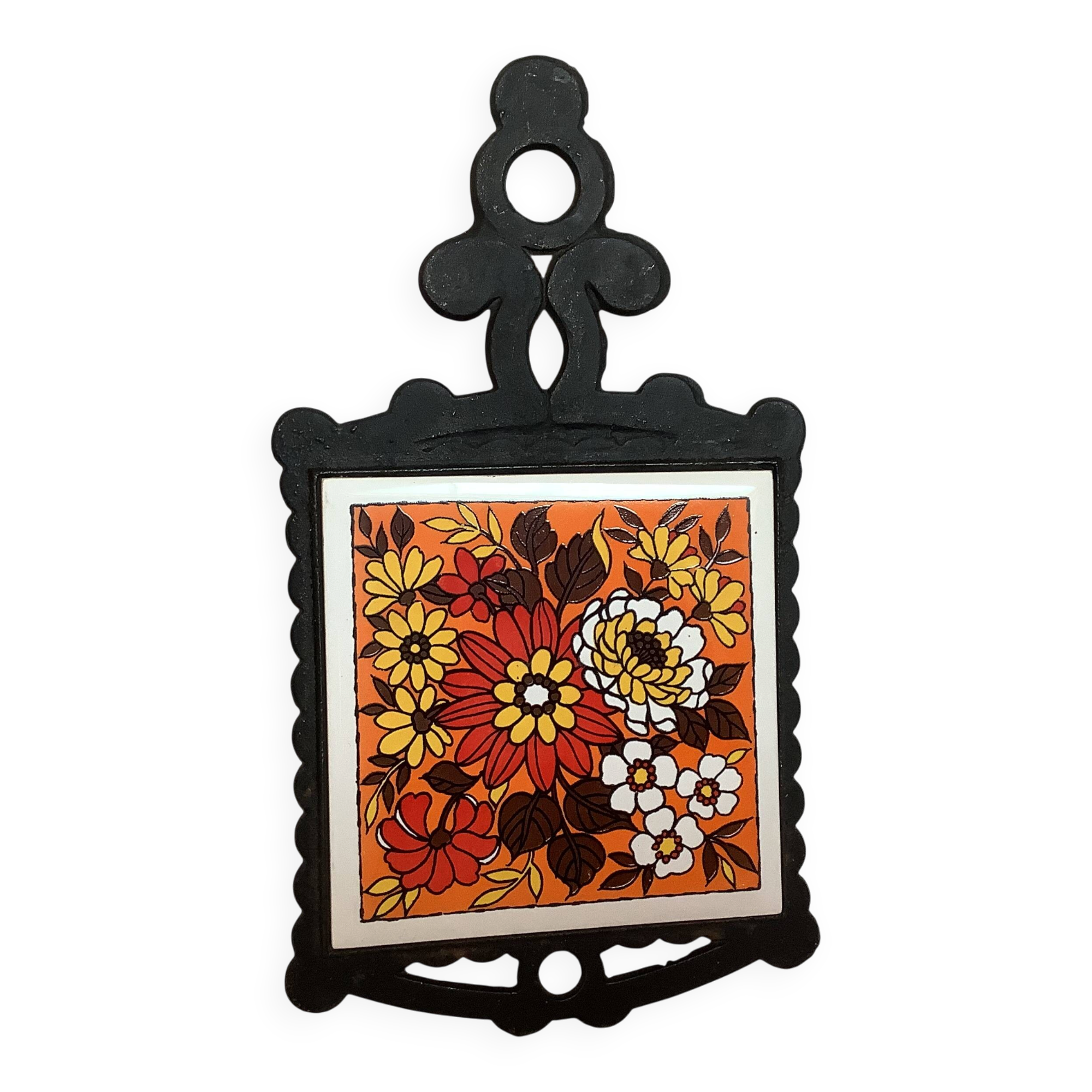 Yellow-orange teapot trivet Japan