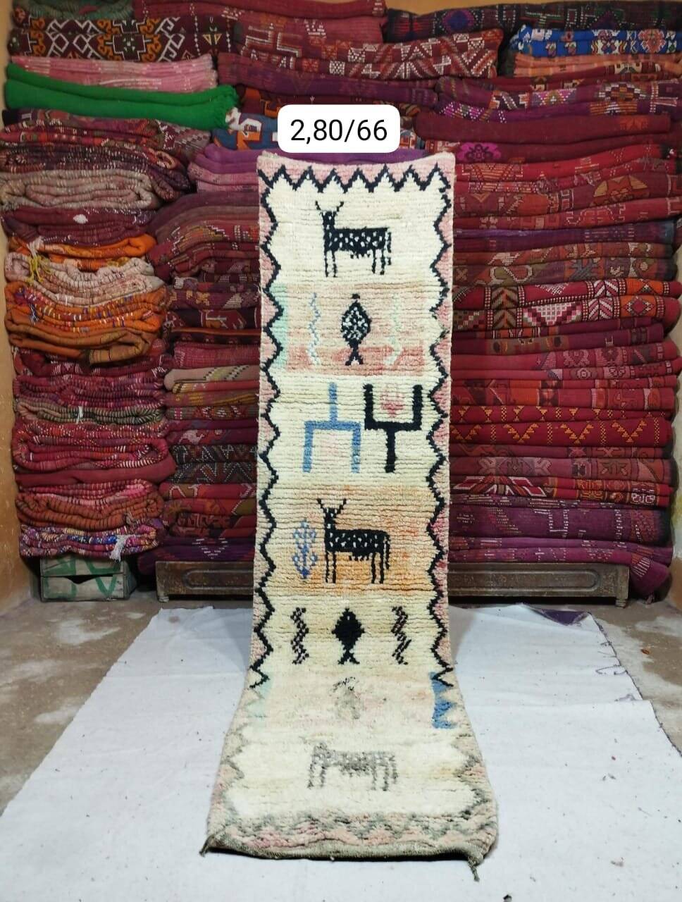 Handmade Berber Bohemian Wool Runner Rug