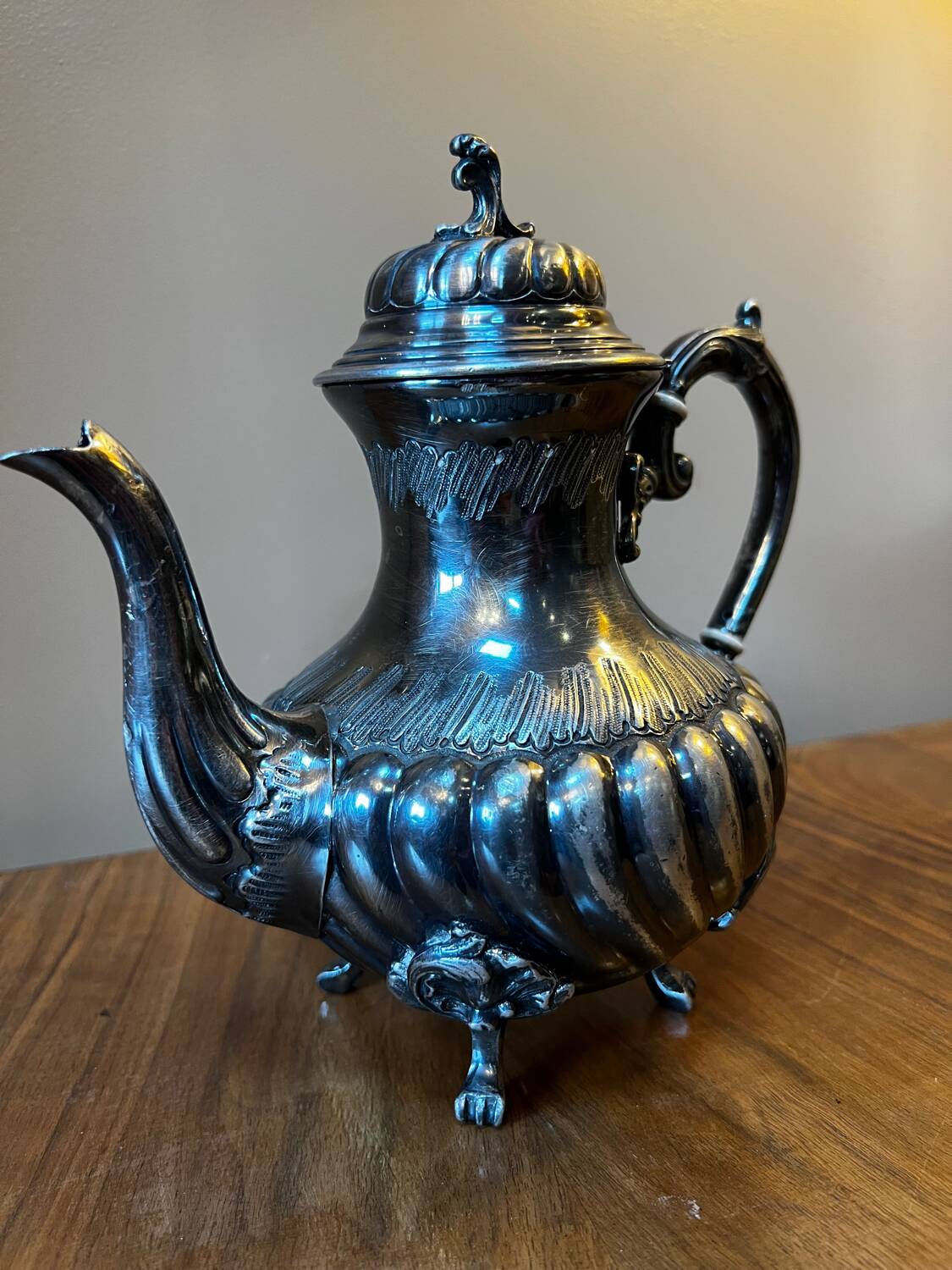 Silver-plated metal teapot