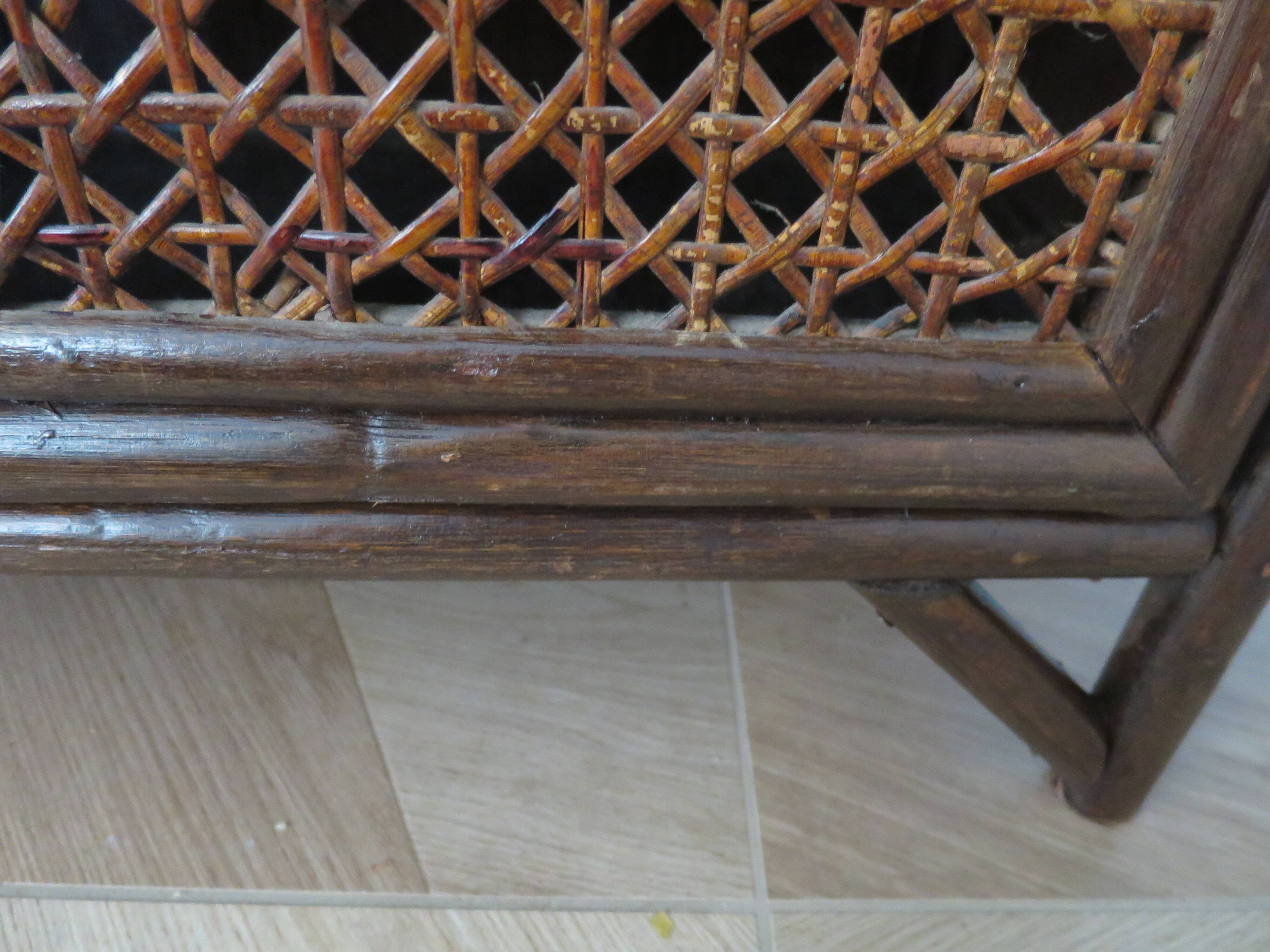 Retro-vintage-Low sideboard-library - cane-wood-rattan-1960s