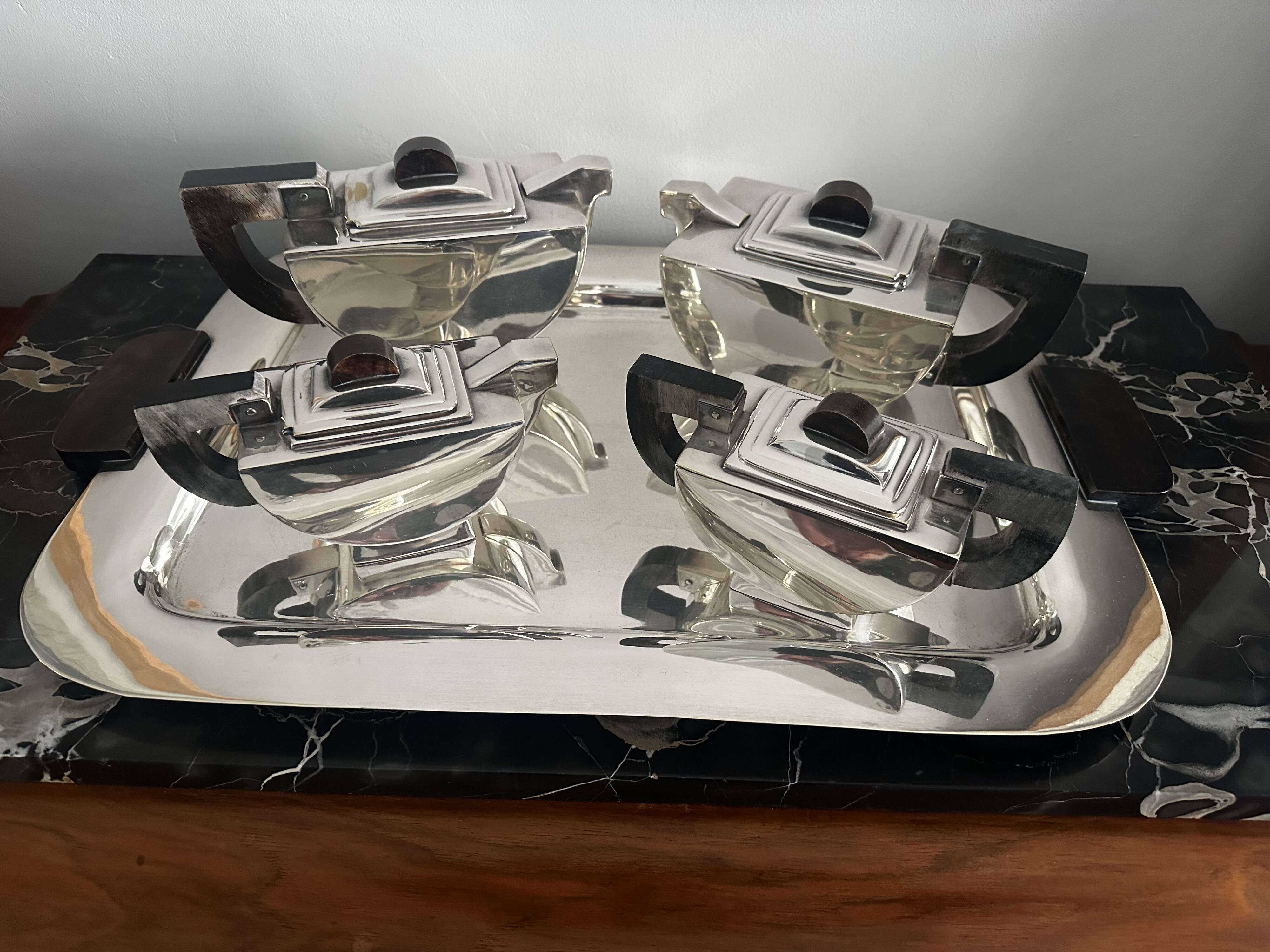 Art deco silver-plated tea and coffee set