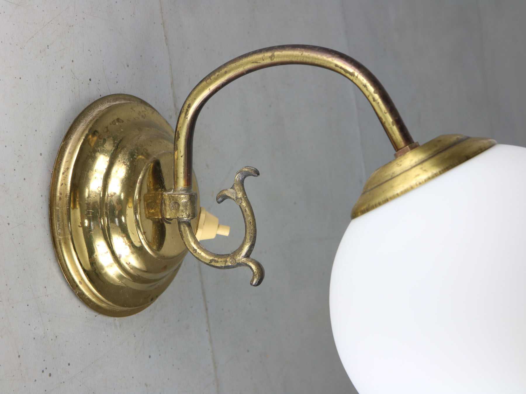 Mid-century brass & opaline sconce