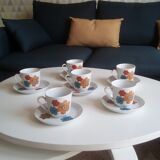 Set de 6 tasses et sous tasses porcelaine années 70