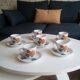 Set de 6 tasses et sous tasses porcelaine années 70