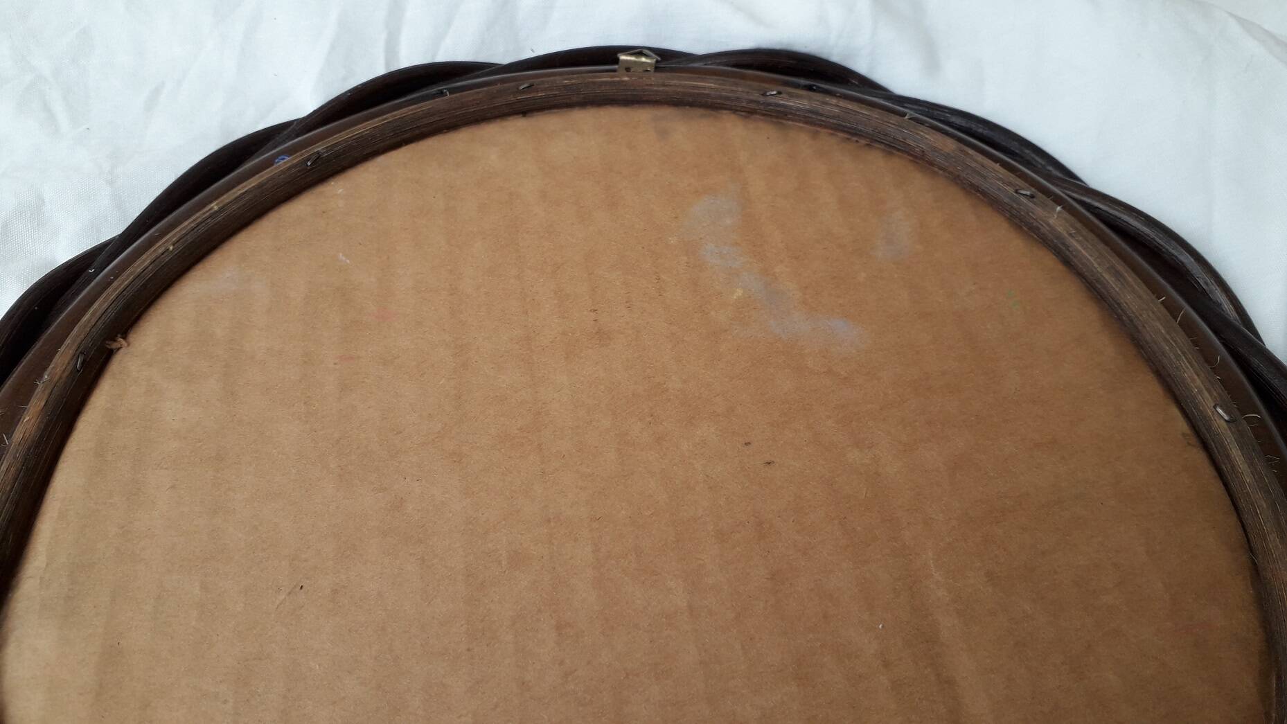 Wood and rattan mirror