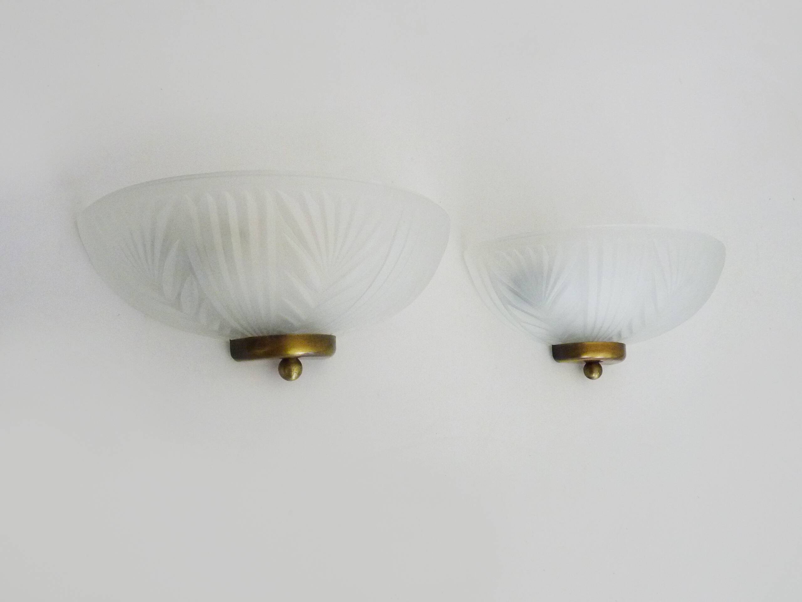 Pair of Art Deco style half-moon wall lights from the 80s