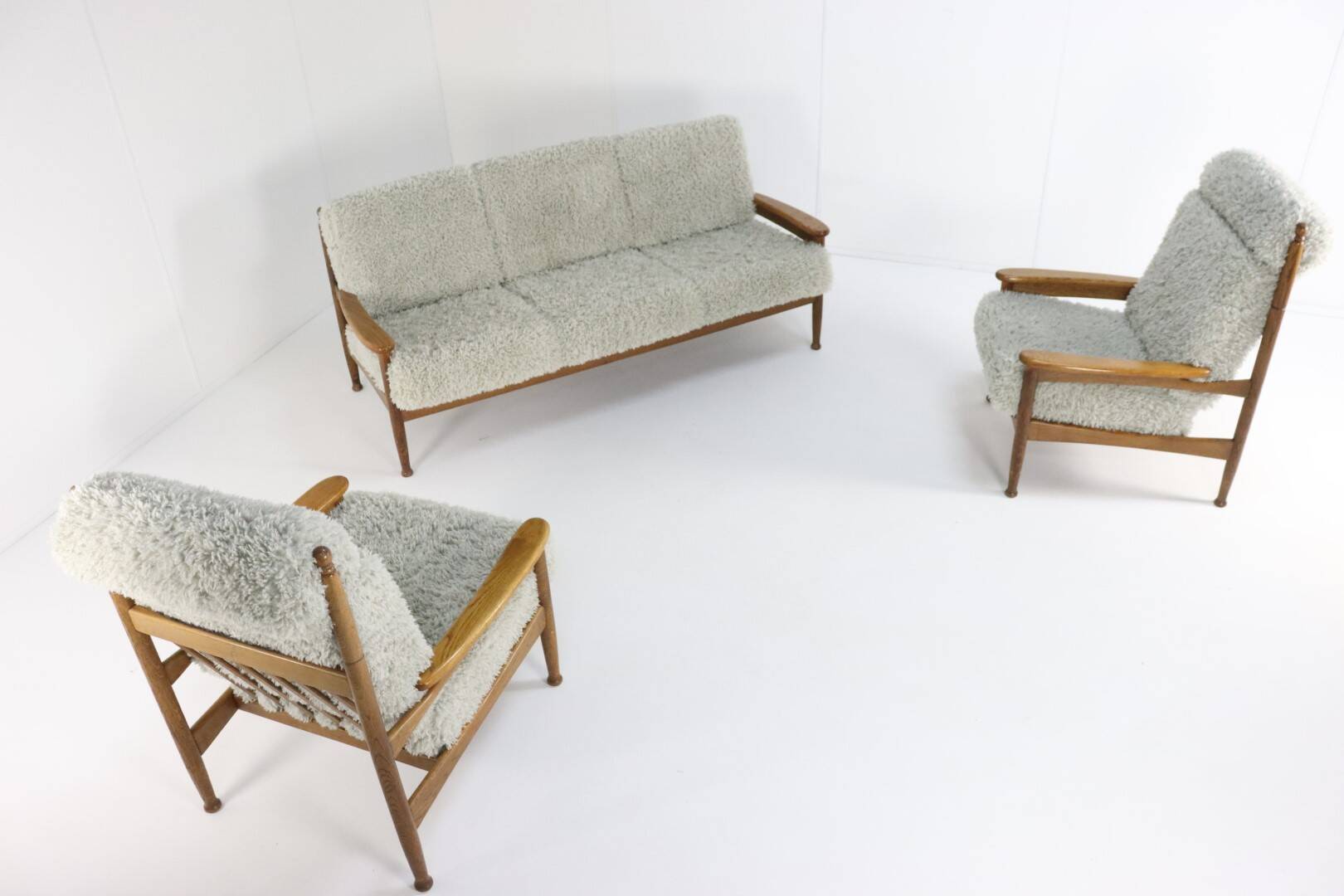 Set van designer bank + 2 fauteuils 'Sliedrecht' - opnieuw bekleed