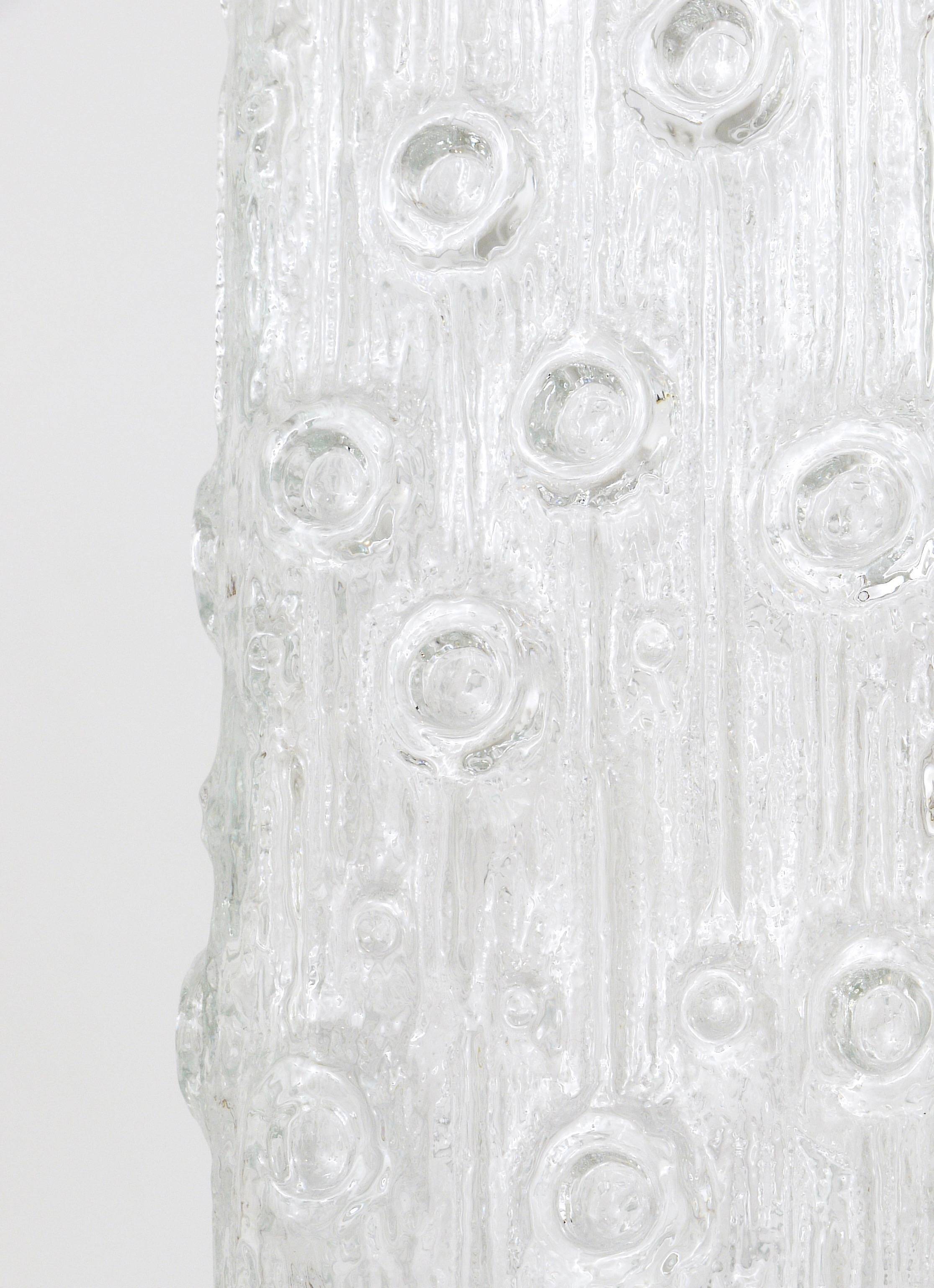 Peill & Putzler Modern Square Op Art Vase in Frosted Glass, Germany, 1970s