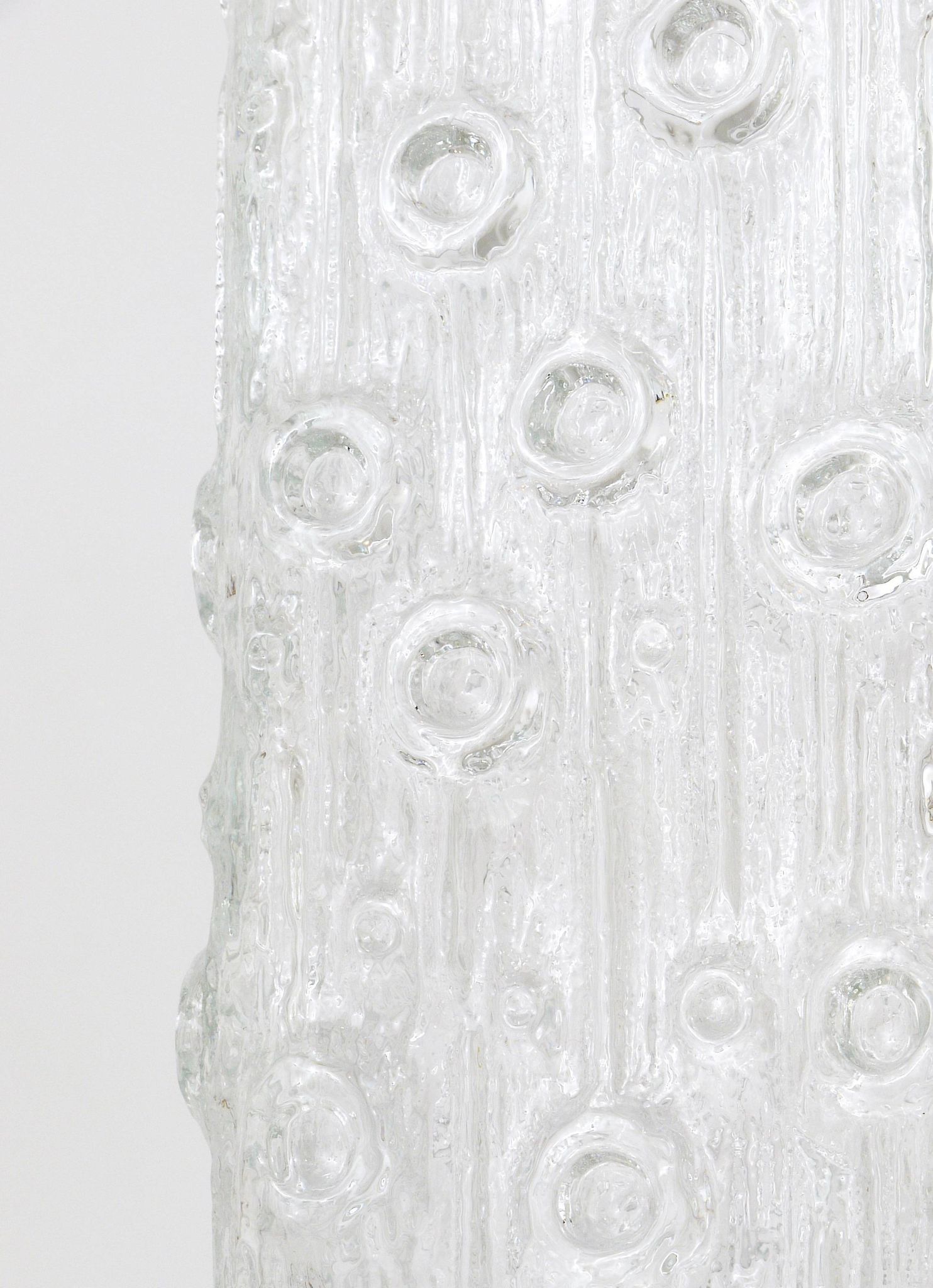 Peill & Putzler Modern Square Op Art Vase in Frosted Glass, Germany, 1970s