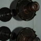 Pair of mahogany turned wood candlesticks