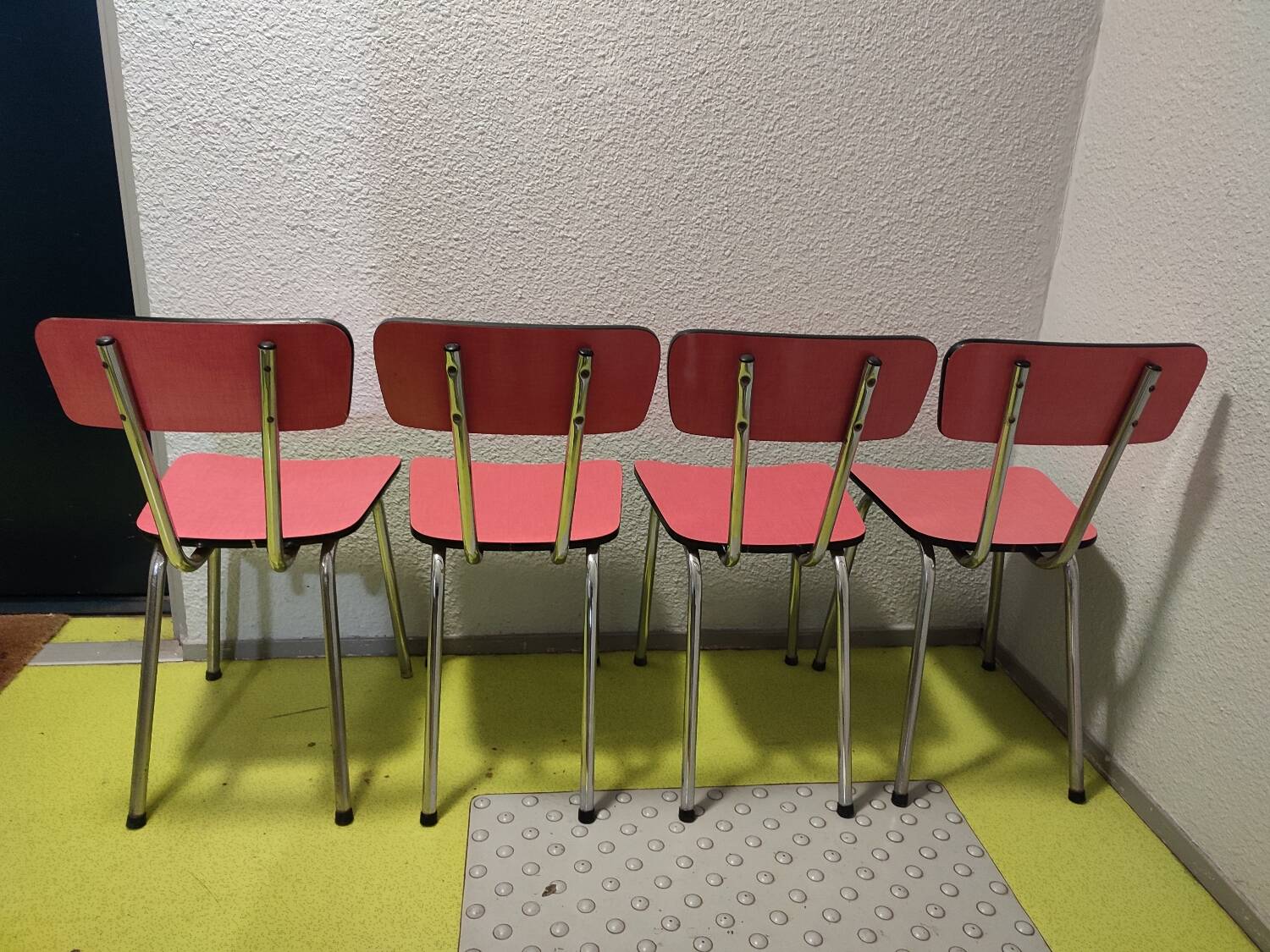 4 vintage red formica chairs