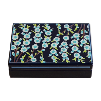 Enamelled sheet metal box floral pattern by Jean Neuhaus