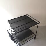 Perforated black metal trolley service, Matégot 1950 design