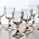 Set of 6 antique wine glasses in pearl-cut crystal