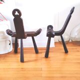 Pair of brutalist chairs tripod feet