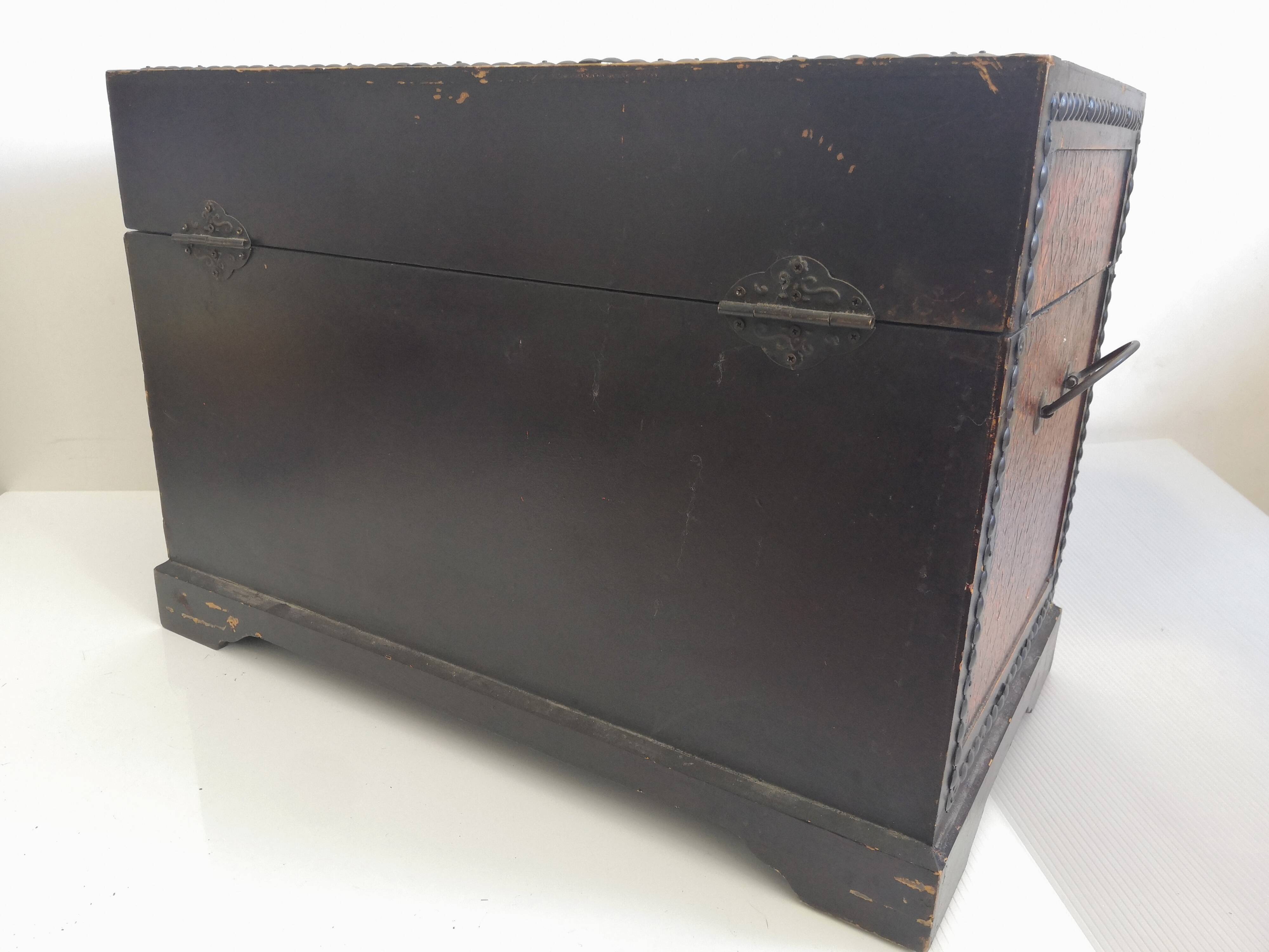 Vintage ethnic wooden chest rectangular shape