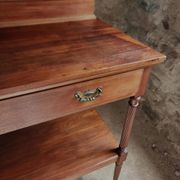 Console en acajou antique avec tiroir et étagère, table de service française, vers 1900