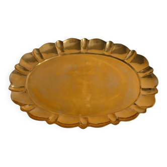 Hollywood Regency Large Oval Brass Tray by Firma Lars Holmström, Sweden 1940's