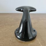 Ancienne patère, porte manteau, en porcelaine de Limoges noire, années 40