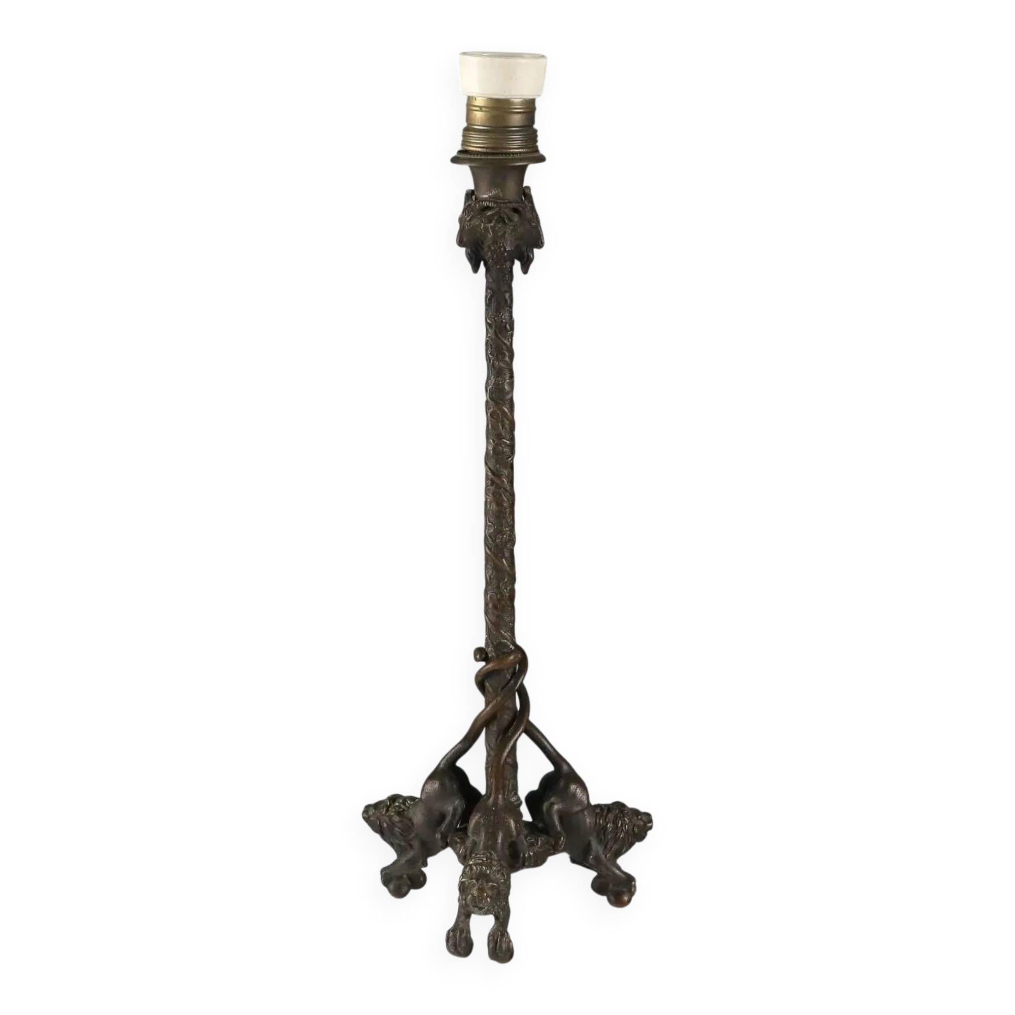 Lampe ancienne style Christophe Fratin en bronze, début XXe siècle