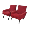 Pair of vintage armchairs in red fabrics 1960s