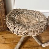 Set of 3 African rattan stools from the 70s