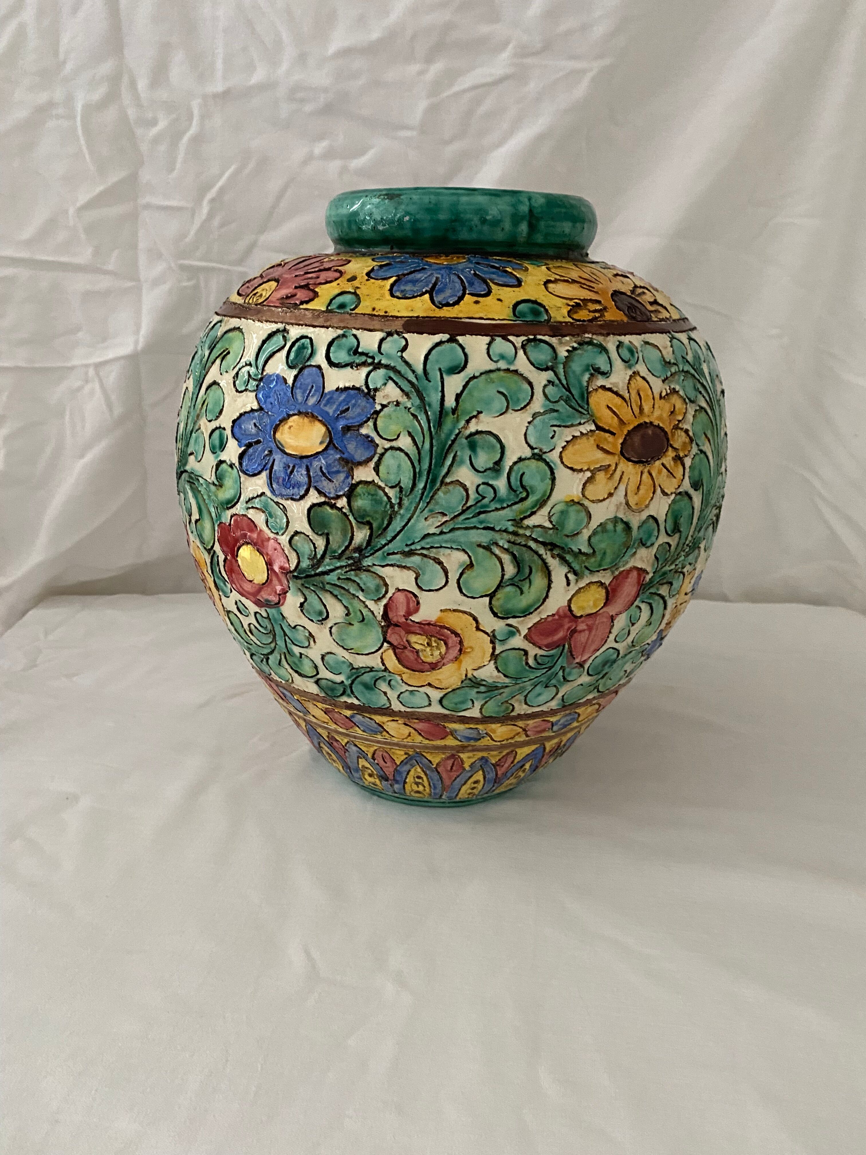 Polychrome floral vase Cerart Monaco