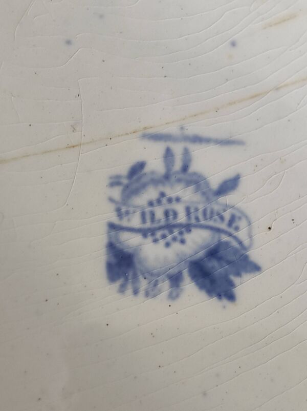 Grand plat de service ancien, Wild Rose par Bell, Cook & Co.