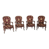 Ensemble de 4 fauteuils Louis Philippe, acajou blond, XIX°