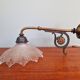 Pair of pendant lights in bronze and scalloped transparent glass