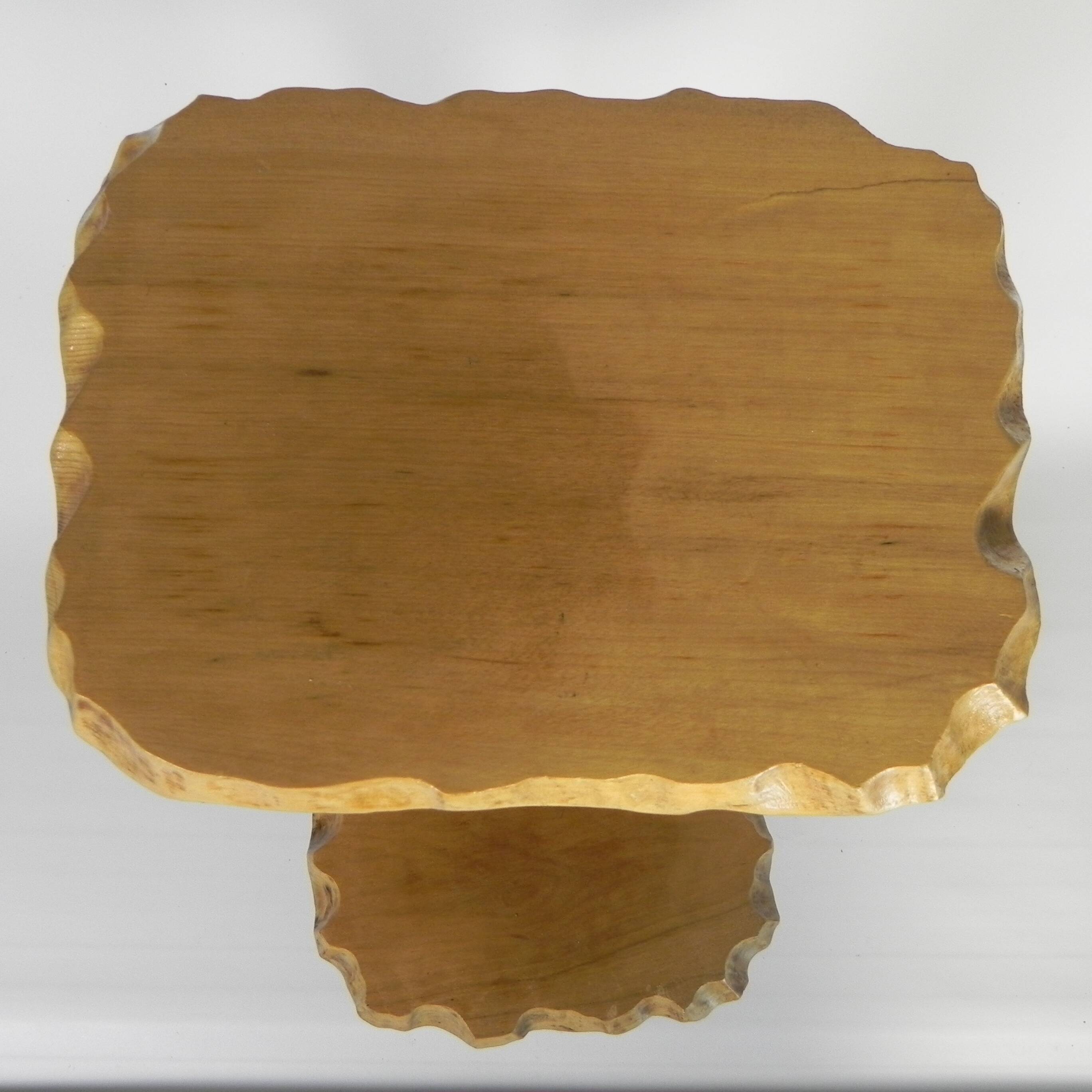 Plant table with 2 shelves, vintage wooden sculpture, USA 1950s