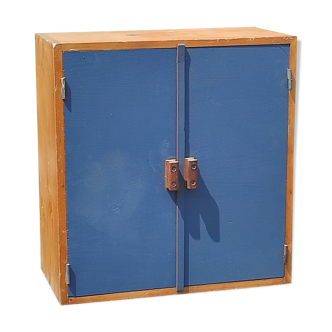 Small closet cabinet wooden pharmacy painted in blue design of Liberron