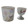 Delvaux hand-painted porcelain cup and egg cup duo