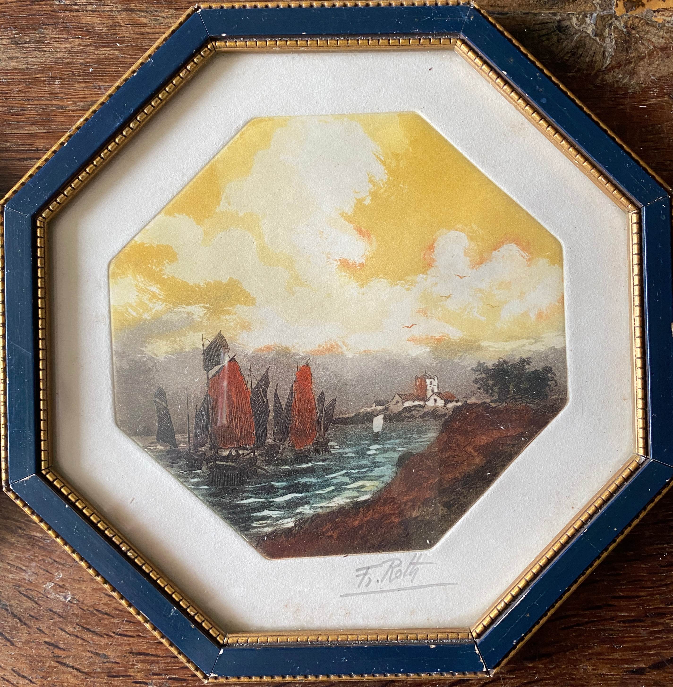 Paintings two Aquatints by Francis Roth (1883-1932) Marine Bretagne