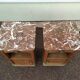 Set of 2 1950 Wood and Marble Bedside Tables