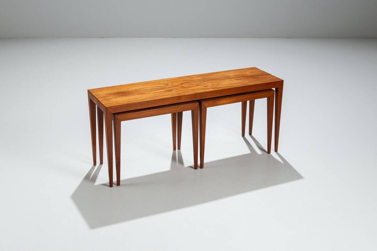 3 tables gigognes en teck par Severin Hansen pour Haslev, Danemark 1960