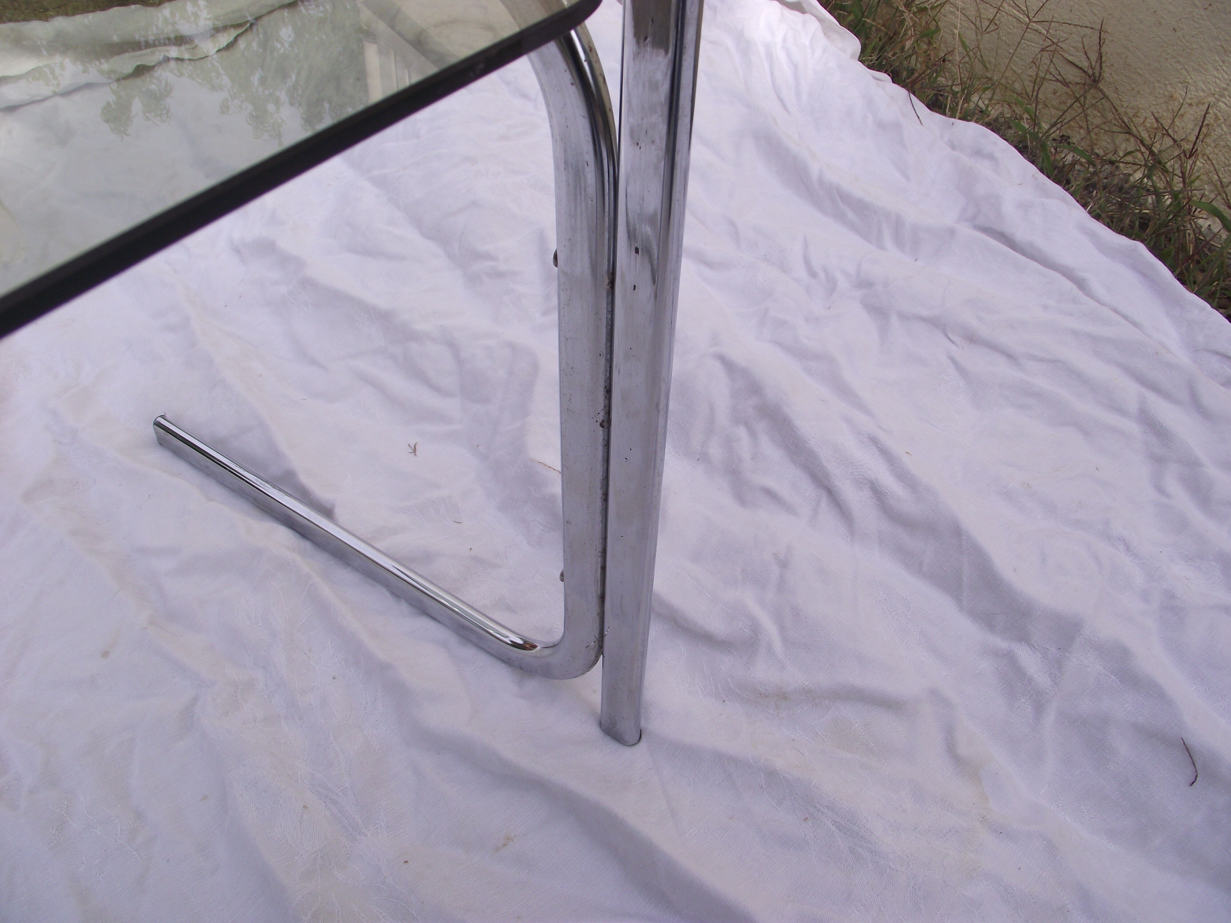 70s bedside table in smoked glass and chrome metal