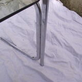 70s bedside table in smoked glass and chrome metal